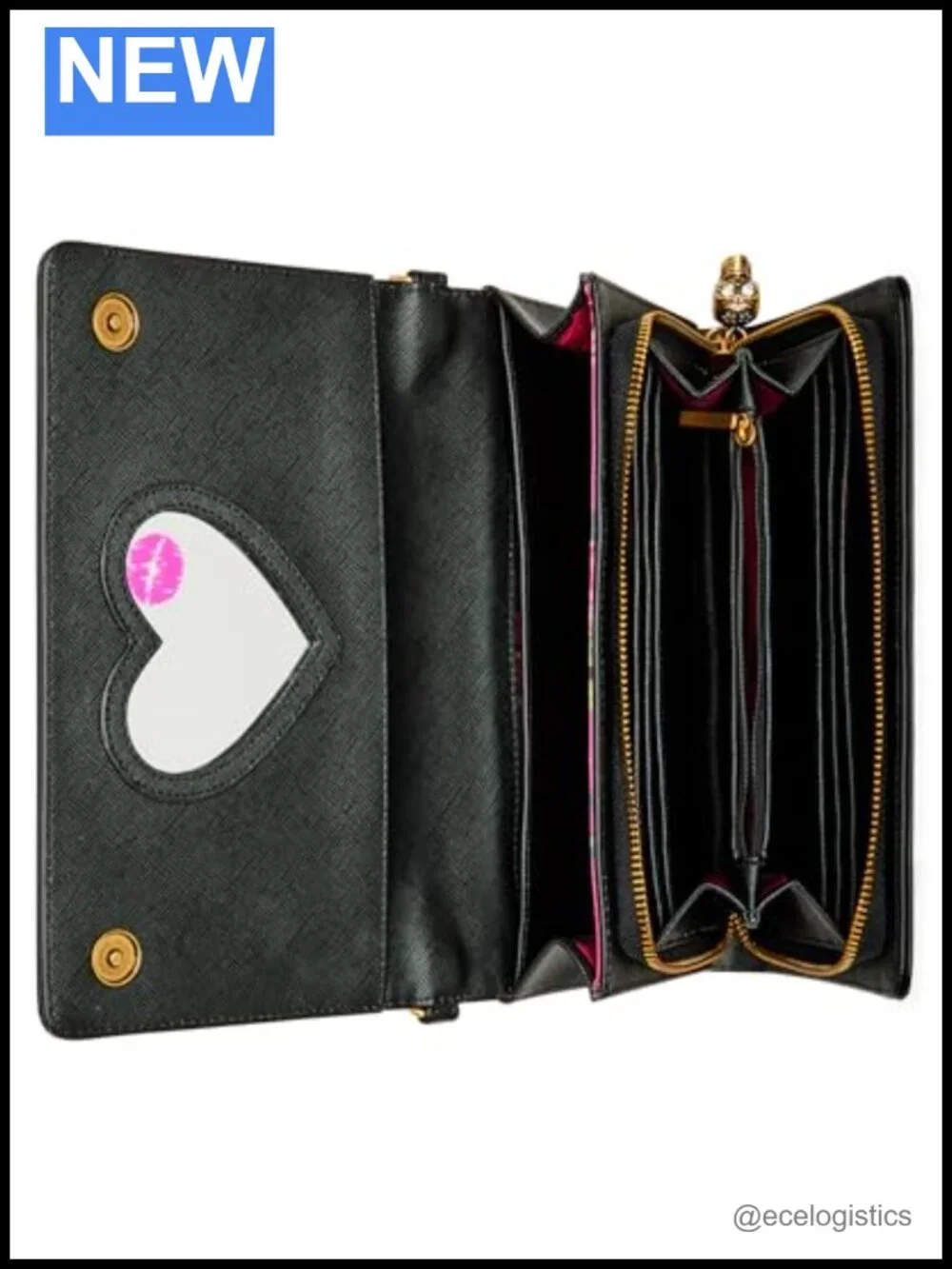 Vintage-Inspired Skull Crossbody Wallet Chain Purse 16 Card Slots Removable